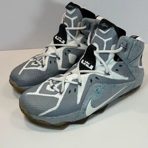 Nike LeBron 12 Double Helix In Gray White Men Size 9